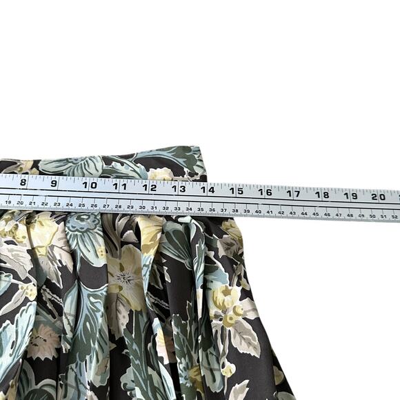 Vintage J.Crew Maxi Skirt Women’s 10 Green Brown Floral 100% Silk Pleated Flowy - Picture 7 of 7